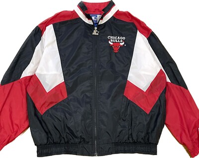 vintage 90s STARTER CHICAGO BULLS Windbreaker Jacket Nylon XL 