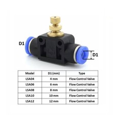 PNEUMATIC PUSH IN FITTING AIR WATER PIPE - FLOW CONTROL VALVE 4-6-8-10-12MM