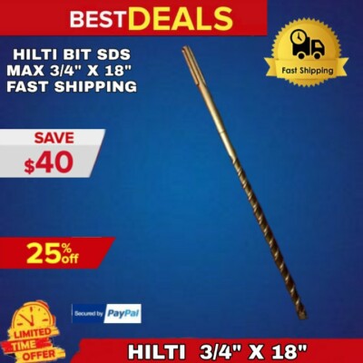 HILTI BIT SDS MAX 3/4'' X 18'' PREOWNED, FREE EXTRAS, STRONG, FAST SHIPPING