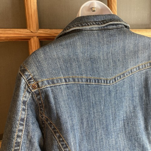 Vintage 90's Dickies Women's Blue Denim Jacket Size M 20x25, Black Quilted Liner - Picture 10 of 11
