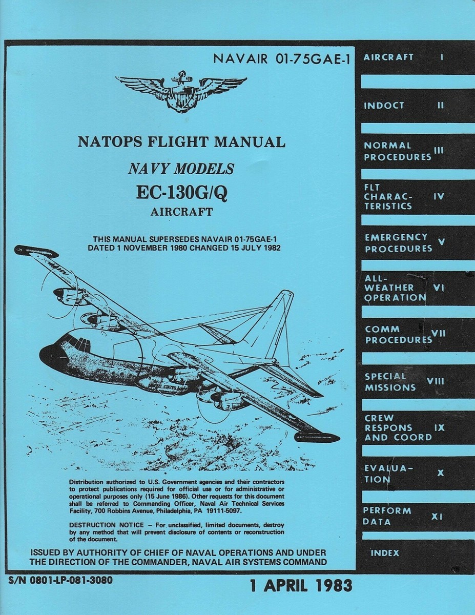 EC-130G/Q 1986 Flight Manual Flight Handbook Aircraft Manual - CD