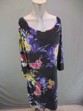 Mlle Gabrielle Size L Womens Multicolor Round Neck Back Cutout Midi Dress 207