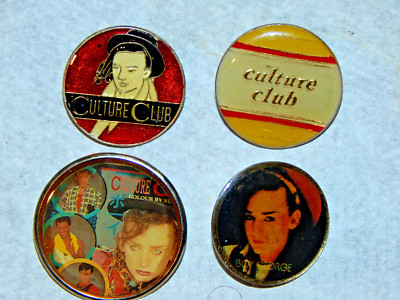 4) Boy George Culture Club Original Vintage 1980's Enamel Pin's