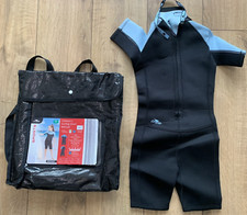 MUTA CORTA 7 - 8 ANNI BAMBINA ANTIVENTO SURF SPIAGGIA AZZURRO/NERO NUOVA CON ETICHETTE
