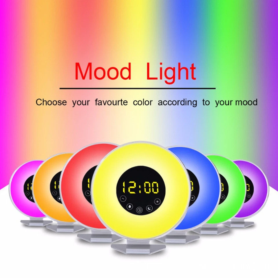 Wake-up Alarm Clock LED Sunrise Light FM Radio Touch Night Lamp Snooze - Image 3 of 4