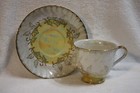 Vintage Lusterware Yellow and White Footed Teacup and Saucer — photo 1
