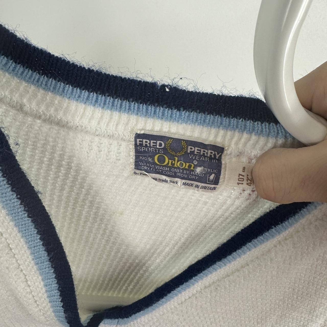 Women’s Vintage Fred Perry 70's Knit V-Neck Cricket Size 42 / Small White image 4