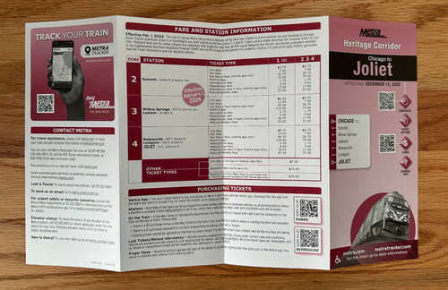 Metra Heritage Corridor Service Timetable Chicago to Joliet 2022 Print 02/01/24 - Picture 3 of 3