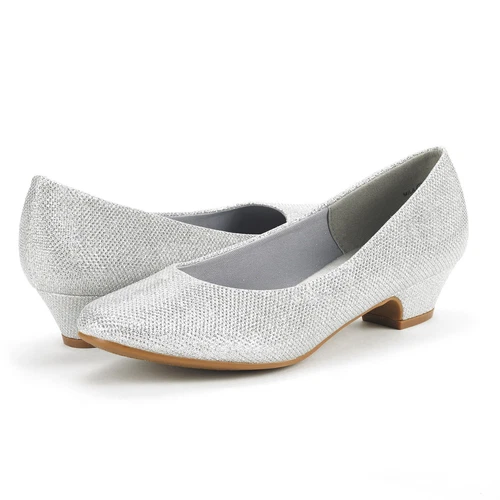 Zapatos de salón clásicos sin cordones de tacón grueso bajo con punta cerrada para mujer - Imagen 15 de 17