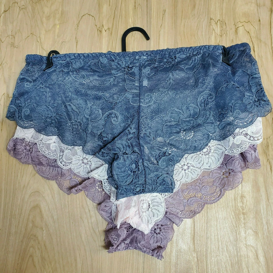 Delta Burke Semi Transparente Encaje Tangas Ropa Interior Bragas Nylon 3 Pares ~L, 1X, 2X Foto 2 de 3