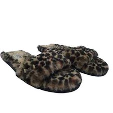 UGG Australia Women's Slippers Fluff Slide II Animal Leopard Metal Bow Size 7