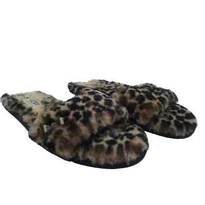UGG Australia Women's Slippers Fluff Slide II Animal Leopard Metal Bow Size 7