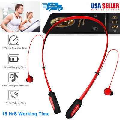 Wireless Neckband Headphones Sweat-proof Magnetic Sport Headsets Earbuds Mic