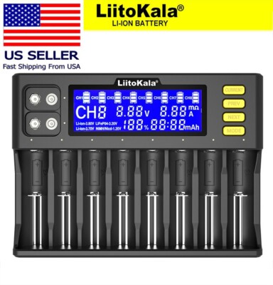 LiitoKala Lii-S8 Battery Charger For Li-ion/IMR/LiFePO4 AA AAA 9V + Car Charger