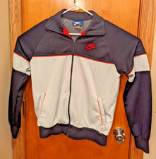 Nike Vintage 80s Track Jacket Men's M Full Zip Black/Red/Gray Swoosh Logo Pocket