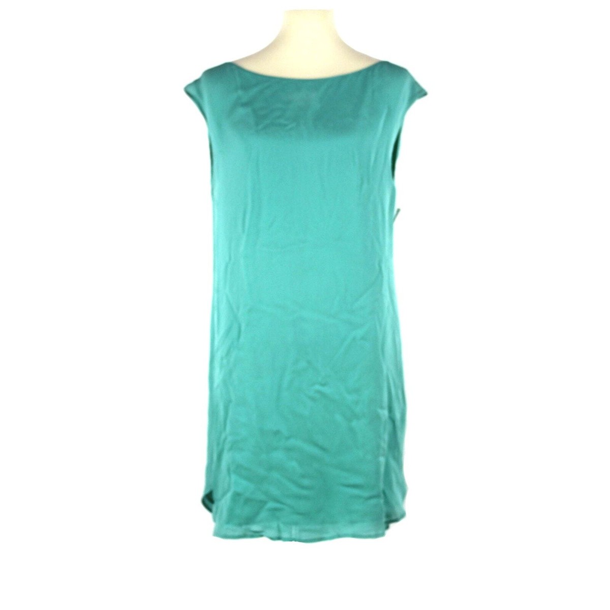chinese dress ladies V-Neck Crinkled Bright Turquoise Silk Linen Dress – grizas.com main image 0