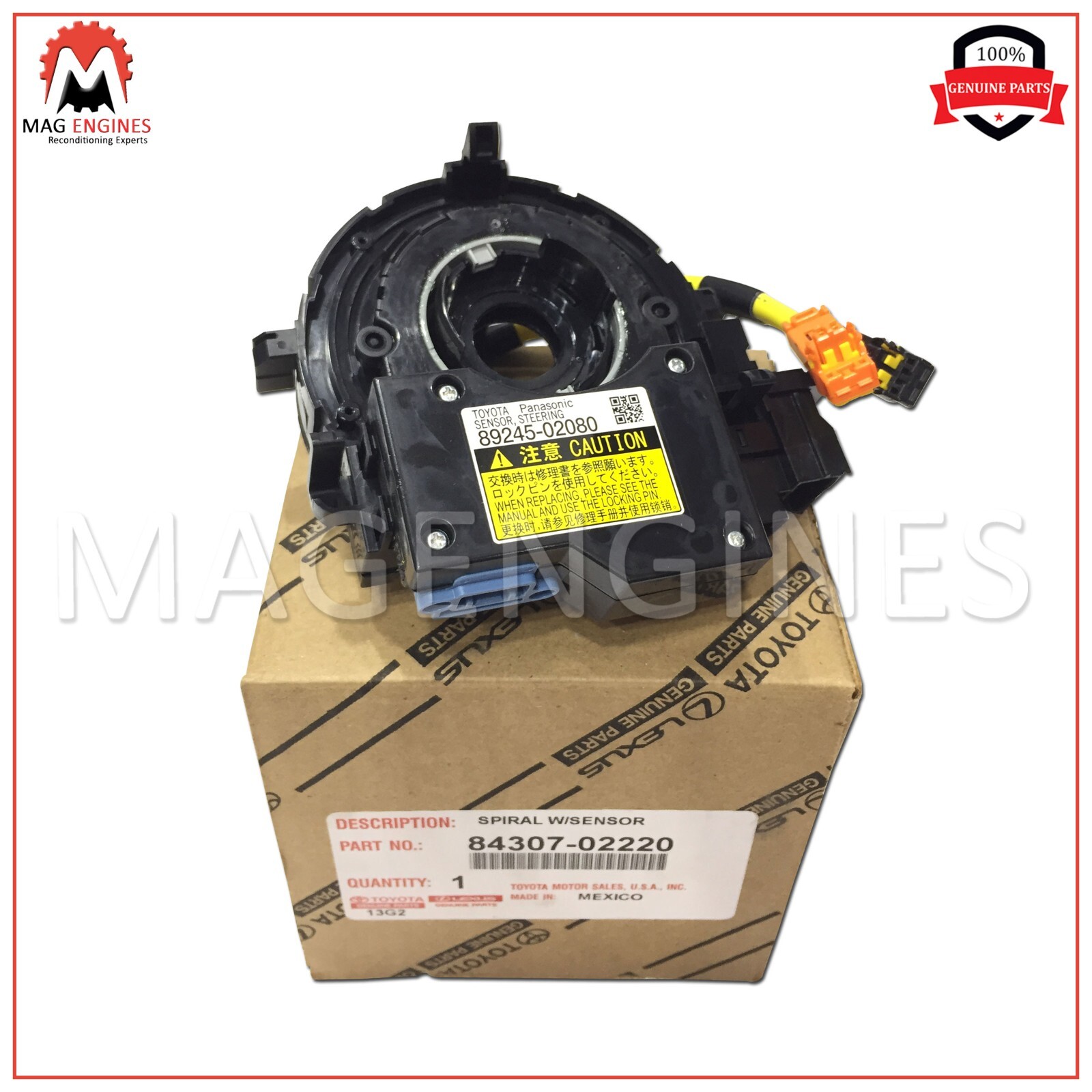 84307-02220 GENUINE OEM CABLE SUB-ASSY, SPIRAL W/SENSOR TOYOTA  