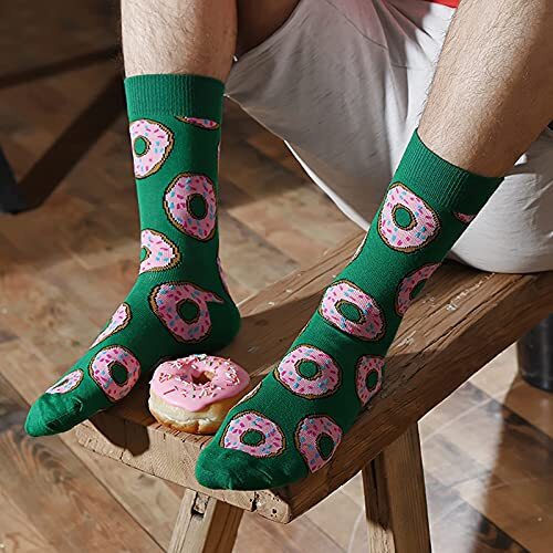 Funny Mens Colorful Dress Socks - Fun Novelty Patterned 12 Pairs - Donuts - Picture 7 of 8