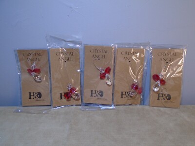 SET OF 5 H&D HYALINE & DORA CRYSTAL GUARDIAN ANGEL SUNCATCHER HANGING PRISMS NIP