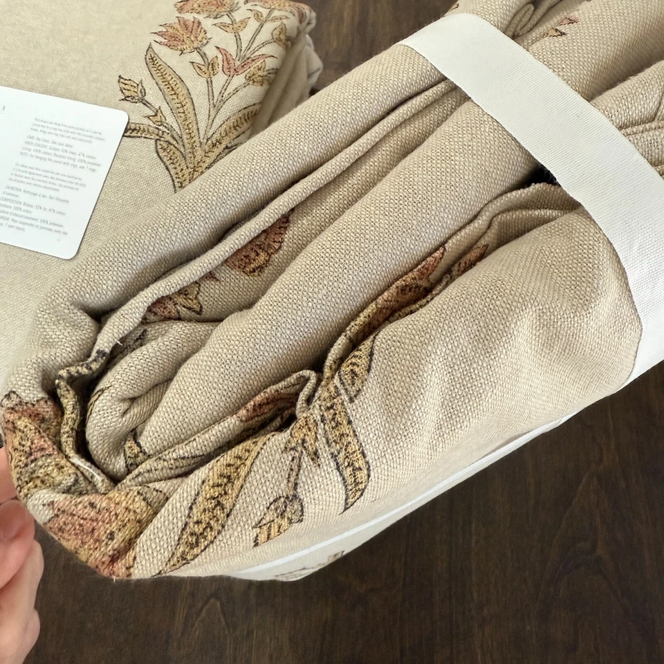 JUEGO DE 2 CORTINAS OPACAS DE CERÁMICA GRANERO ELINOR MUGHAL 50 x 108" ~ neutras/lino Foto 2 de 4