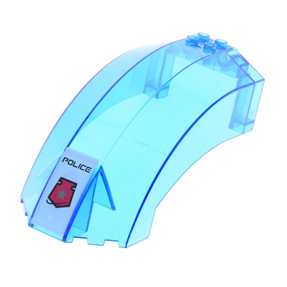 1x Lego Windshield Curved 12x6x6 Transparent Blue Police 41881pb001
