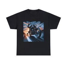 Unisex Adult T Shirt Motorcycle Riding: Biker Tee Streetwear Graphic Speed Race