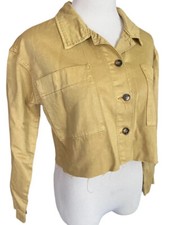 Cropped Mustard Yellow Denim Jacket Women 4 S Safari Top L/s Glamorous