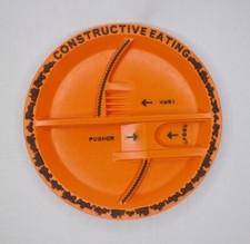 Constructive Eating Plate Orange Plastic Made In USA