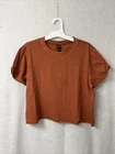 Women's Short Sleeve Crop Top - Wild Fable - Color Brown - Size L - 100% Cotton