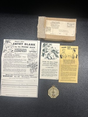 1949 FRANK BUCK EXPLORERS SUN WATCH Wheaties Cereal radio With Papers & Box