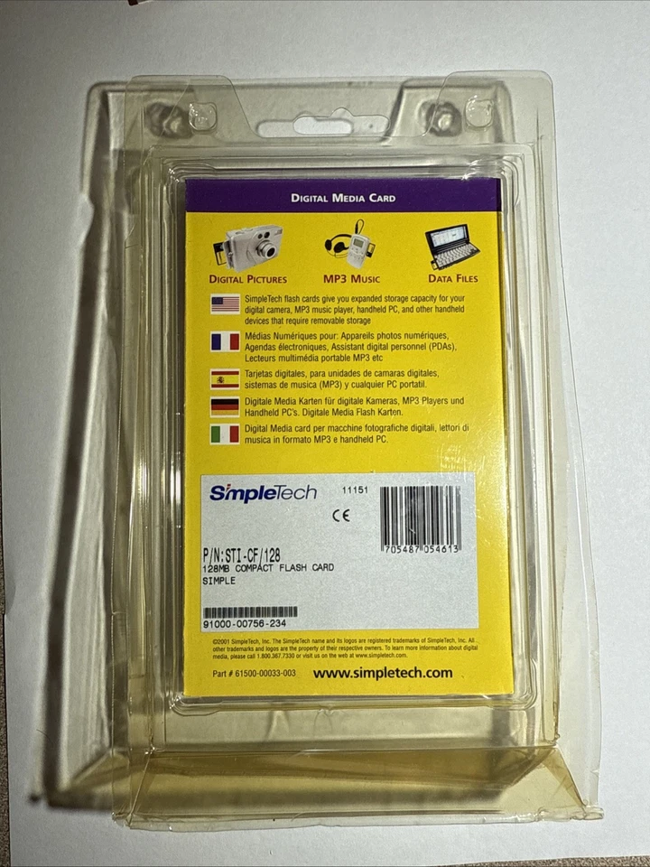 SimpleTech 128MB CompactFlash Card VGC STI-CF/128 Digital Media Card - Image 2 of 2