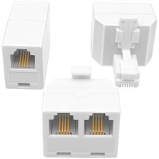 3 PCS Double Phone Jack Splitter RJ11 6P4C 1 Male To 2 Female Line Coupler