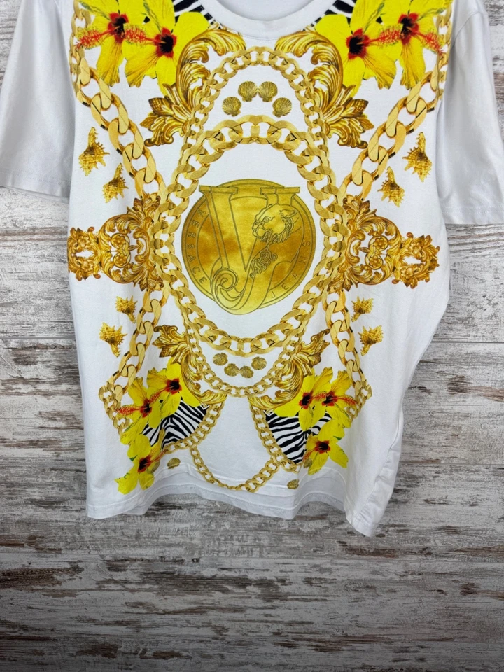 Camiseta Para Hombre Versace Medusa De Colección Camiseta De Lujo Logo Grande Rara Talla XL Blanca Foto 3 de 4