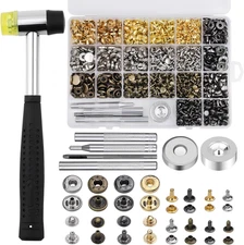 320 Pcs Leather Rivets Kit, 60 Pcs Leather Snap Fasteners, 2 Size Double Cap Riv