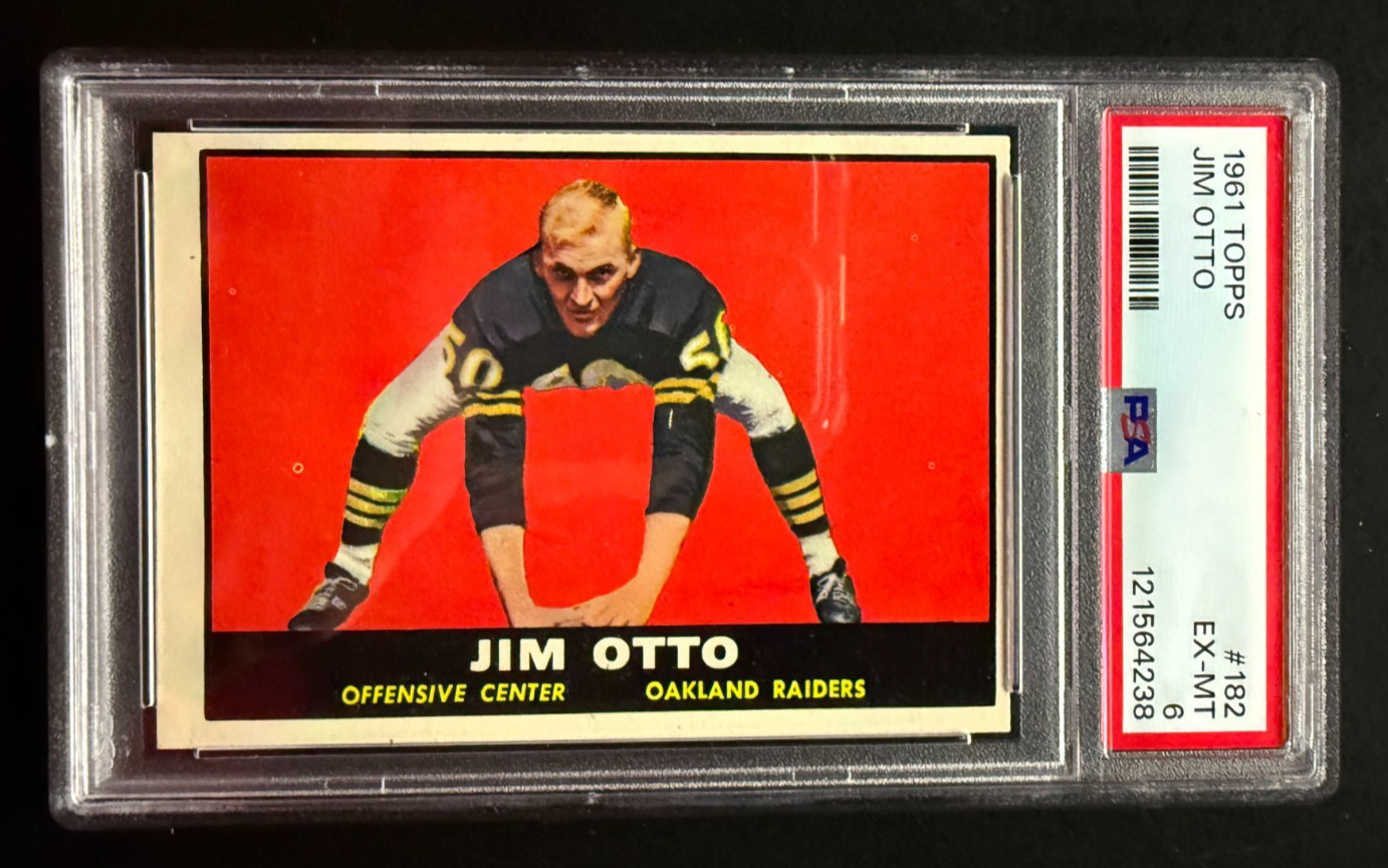 1961 Topps JIM OTTO #182 RC Rookie RAIDERS HOF - PSA 6 - Newly Graded