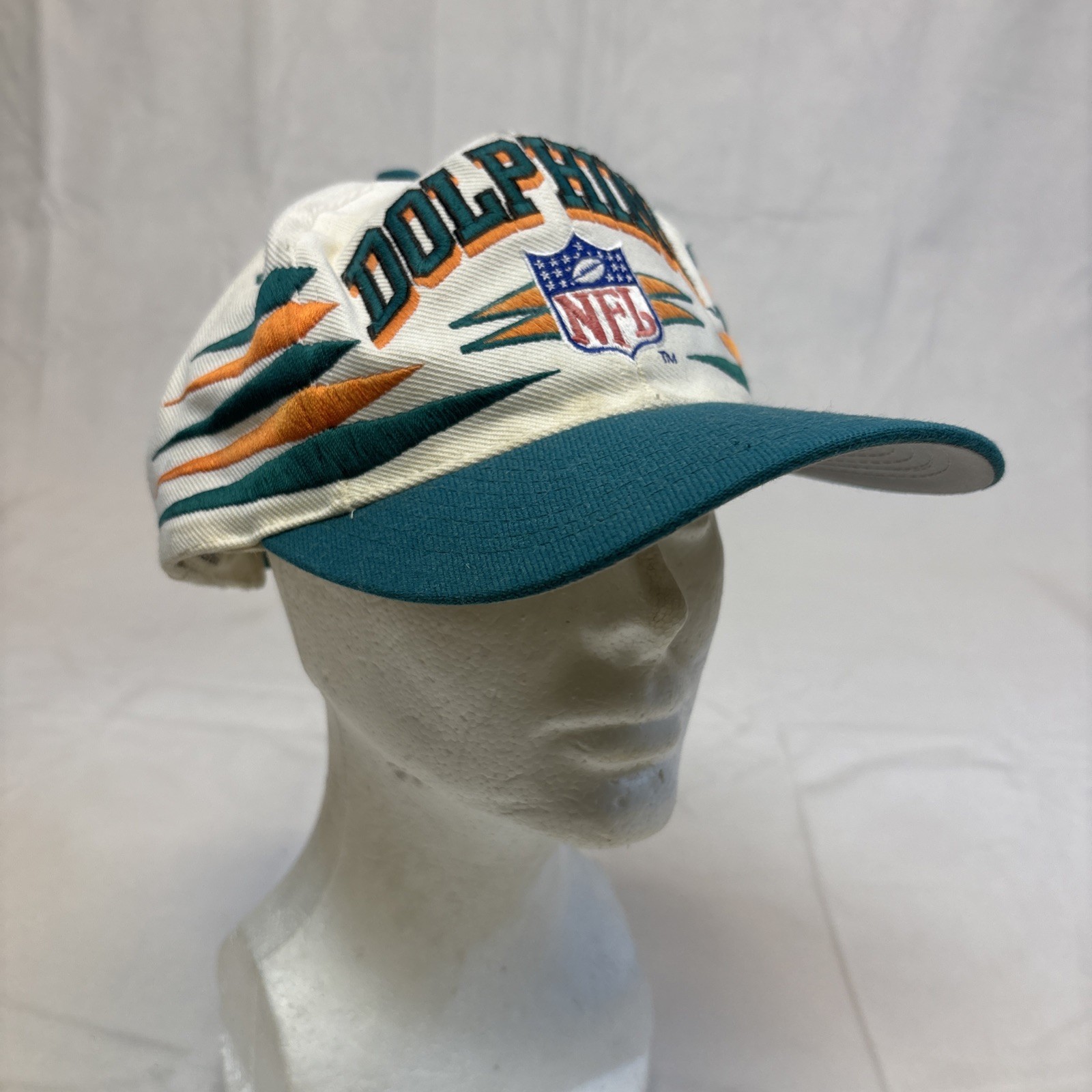 Vintage Logo Athletic Miami Dolphins Diamond Cut NFL Pro Line Snapback Hat 90s