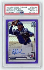 GABRIEL MORENO AUTO 2020 1st Bowman Chrome Autograph Rookie RC Purple PSA 10
