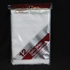 Vintage White Hankies Handkerchiefs Satin Stripe 12 Pack New Made in USA