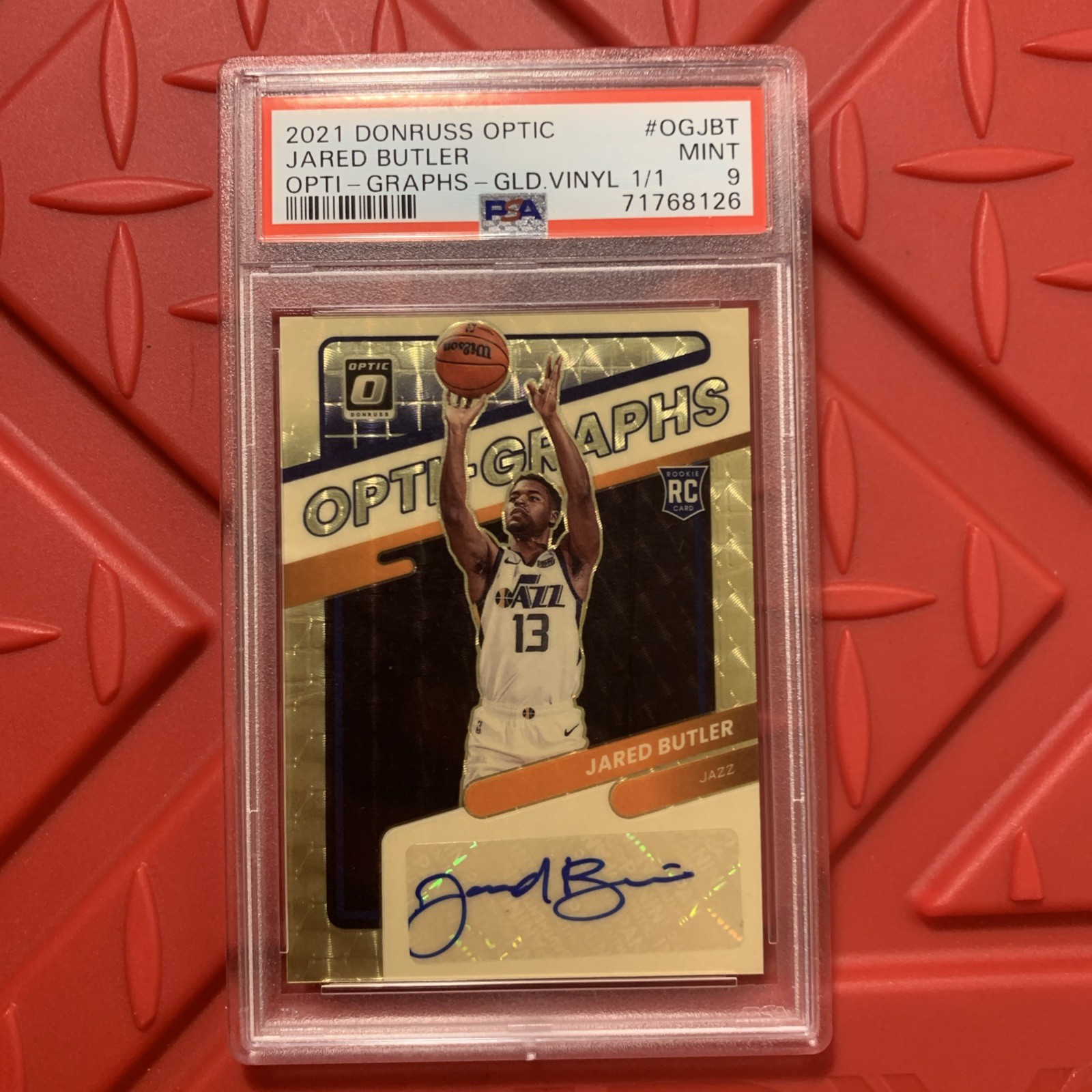 2021 Donruss Optic Gold Vinyl Prizm 1/1 Jared Butler PSA 9 MINT Rookie Auto RC