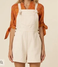 The Orlando Women’s Woven Romper by FRNCH NWT Size Small In Creme Color