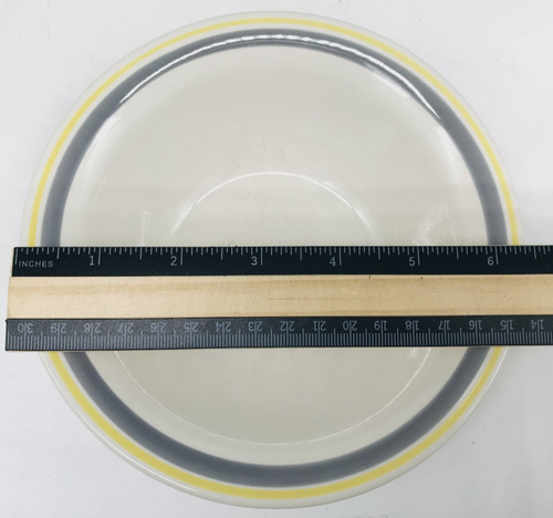 Set of 5 Genuine Stoneware Japan 6.5” Cereal Soup Bowls Vintage Yellow RimDesign - Picture 3 of 4