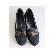 Dansko Olena Black Suede Loafers Womens Size 39 Slip On Flats Tortoise US 8.5