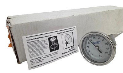 Wika Bimetal TI.32 Thermometer, SS, 3'' Dial Adj. Angle 0-50°C 12''Length 1/2'' NPT