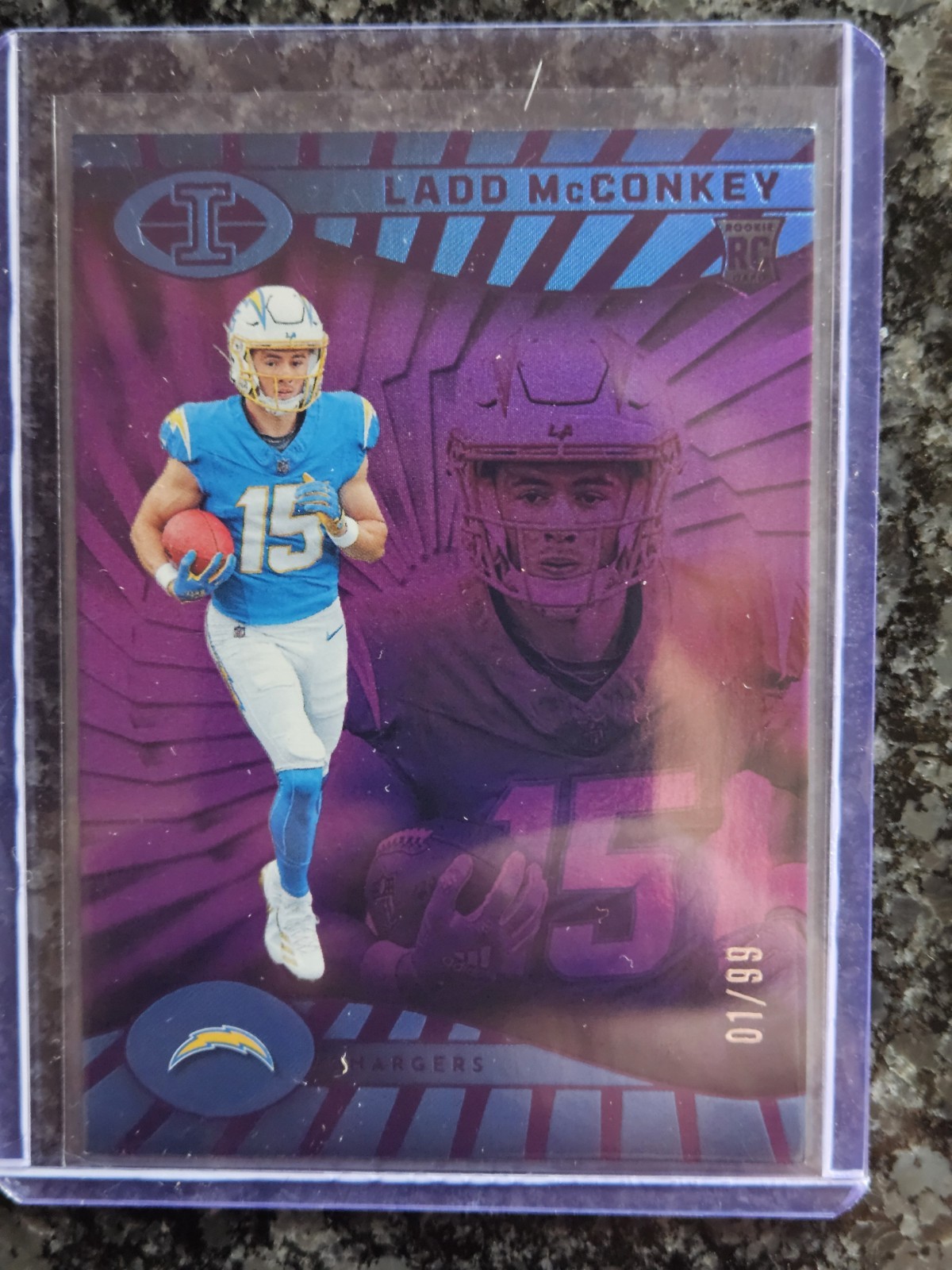 2024 Panini Illusions - Ladd McConkey #51 Trophy Collection Purple 1/99 (RC)