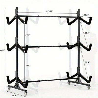Metal Kayak Support Frame With Casters, Gray, In Different Sizes And Styles.