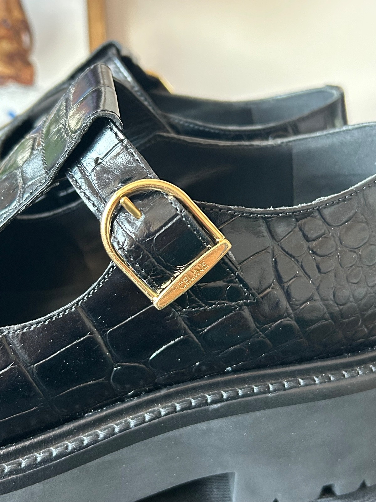 Authentic Fashion CELINE Bulky Triomphe Perforated Croc Babies , £1000! image 5