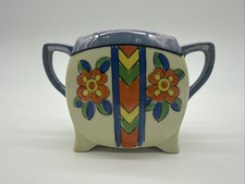 Vtg Lusterware Made In Japan Hand Painted Sugar Bowl Missing Lid  Has Crack