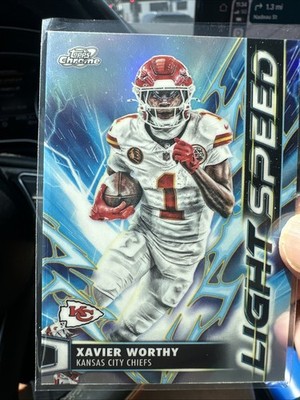 Xavier Worthy 2025 Topps Chrome Cosmic LS-28 Light Speed