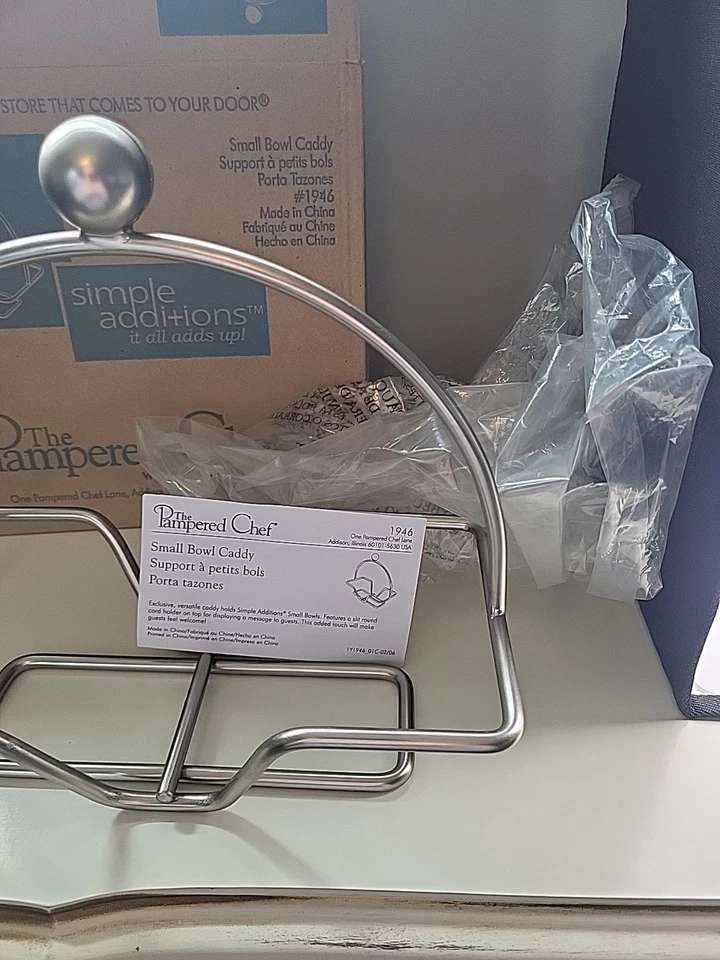 Pampered Chef Simple Additions Small Bowl Caddy Metal Stand Bowls #1946 W Box - Image 2 of 4
