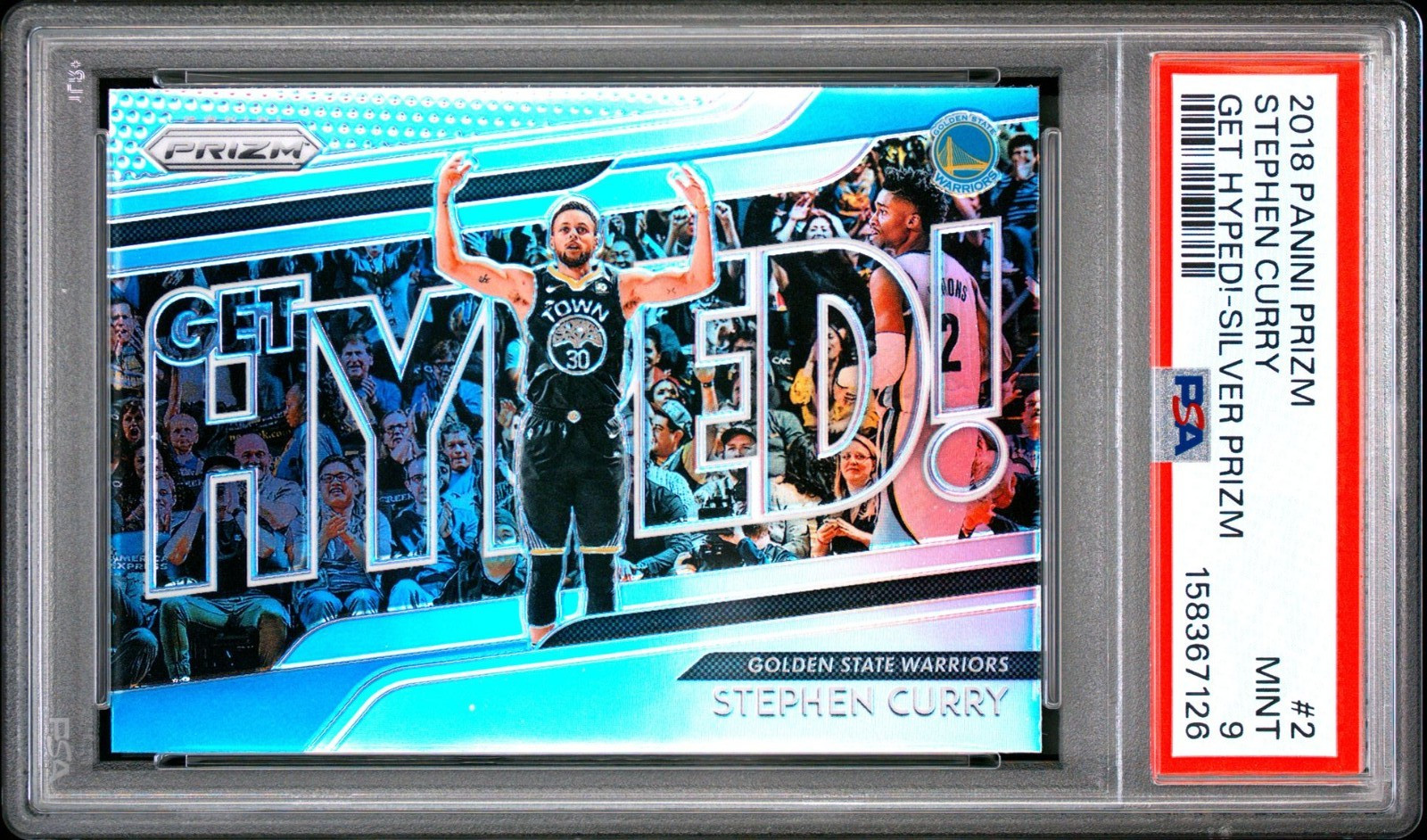 2018-19 Panini Prizm STEPHEN CURRY GET HYPED Insert PRIZM PSA 9 MINT #2 view 2